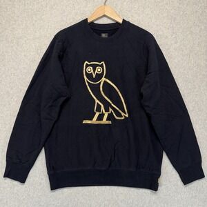 OVO October's Very Own Owl Logo Crewneck Sweatshirt Black Made in Canada Mens L
